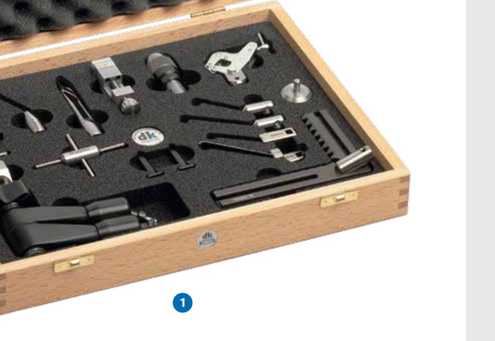 Juego de componentes de sujeción dk en su estuche de madera con inserto